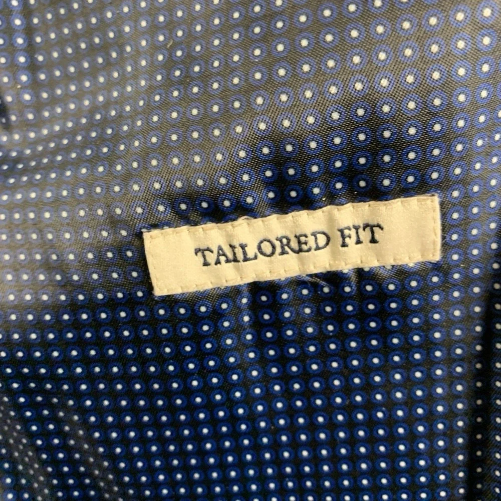 Mens Wool Micro Check Sport Coat Size 46L Blazer Blue Preppy Tailored Fit Blazer